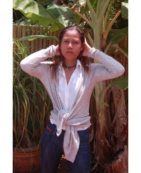 Frill Cashmere Vest in Lichtgrijs