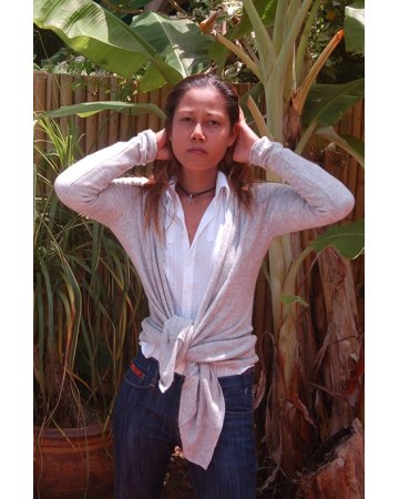 Frill Cashmere Cardigan in Hellgrau