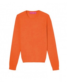 Maglione in Cashmere da Donna con Collo Rotondo e Maniche Lunghe Arancione Inferno
