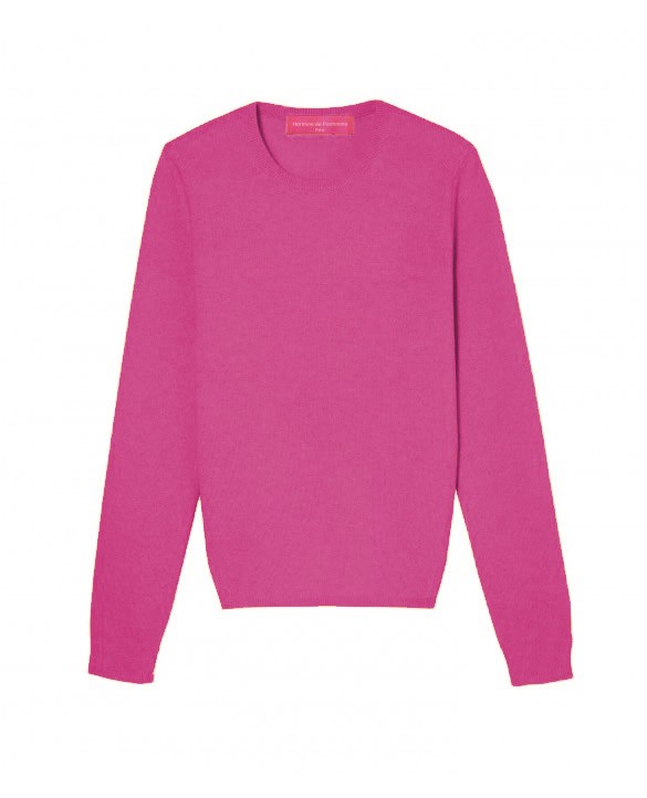 Raspberry long sleeve round neck cashmere sweater for women