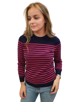Cashmere Striped Sweater Blue and pink