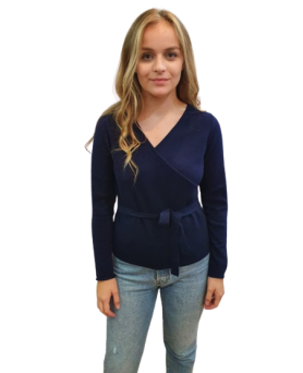 Navy Blue Cashmere Wrap Cardigan for Women