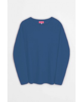 Oversized Blue Surf Boatneck Cashmere Sweater for Women