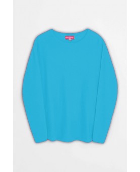 maglione a collo a barchetta oversize in cachemire Blu Curaçao per donna