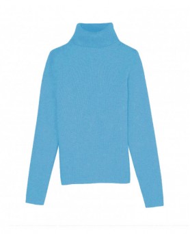 Thick Turtleneck Cashmere Sweater in Blue Curaçao for Women