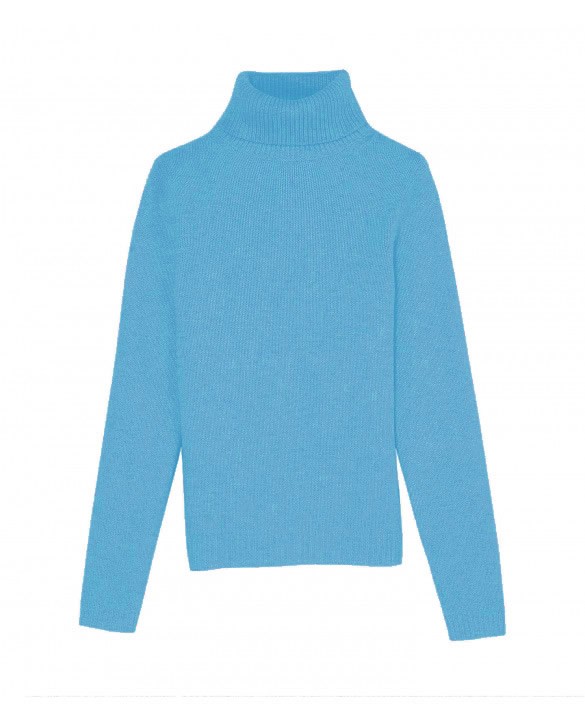 Thick Turtleneck Cashmere Sweater in Blue Curaçao for Women