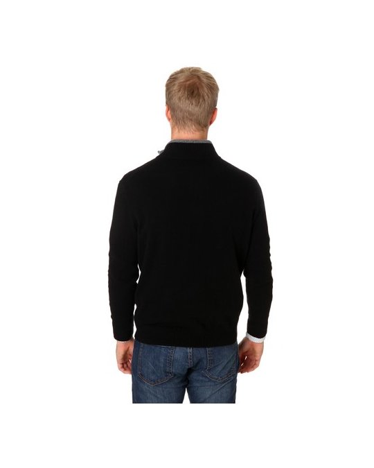 8-fädiger Herren Pullover aus Kaschmir mit Stehkragen Schwarz
