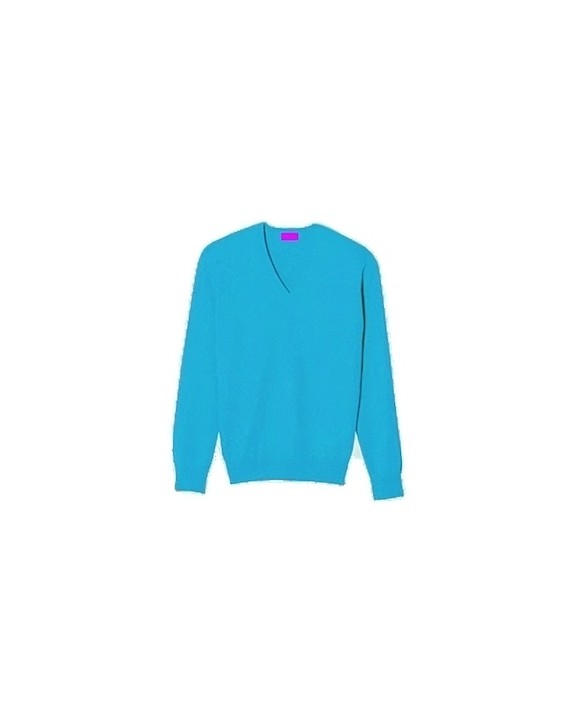 Cashmere V-neck sweaters Curacao blue Men