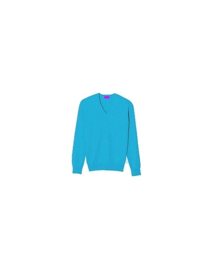 Herren Pullover aus Kaschmir mit V-Ausschnitt Curacao blau