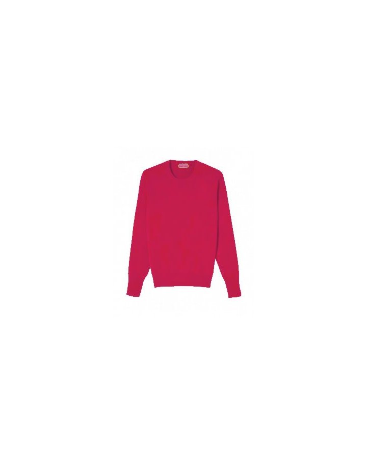 Herren Pullover aus Kaschmir mit Rundhalsausschnitt Fuchsie farbe