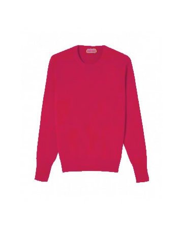 Herren Pullover aus Kaschmir mit Rundhalsausschnitt Fuchsie farbe