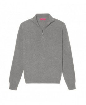 Medium Grey Cashmere Trucker Sweater for Men