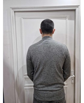 Medium Grey Cashmere Trucker Sweater for Men