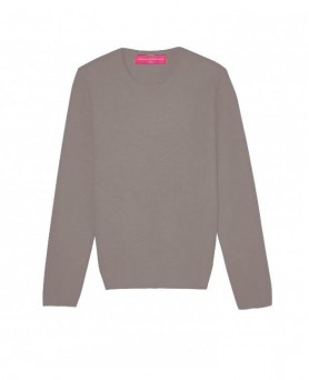 кофе кашемировый свитер с длинными рукавами и круглым вырезом для женщин