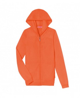 Gilet zip capuche Orange inferno en cachemire