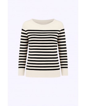 Pull marinière en cachemire Blanc rayé noir