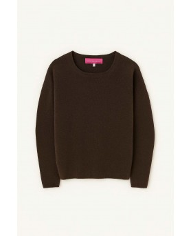 Pull en cachemire col bateau oversize Chocolat chiné