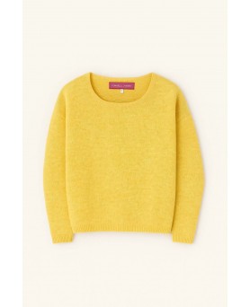 Pull en cachemire col bateau oversize Jaune chiné