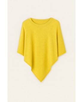 Poncho jaune chiné en cachemire