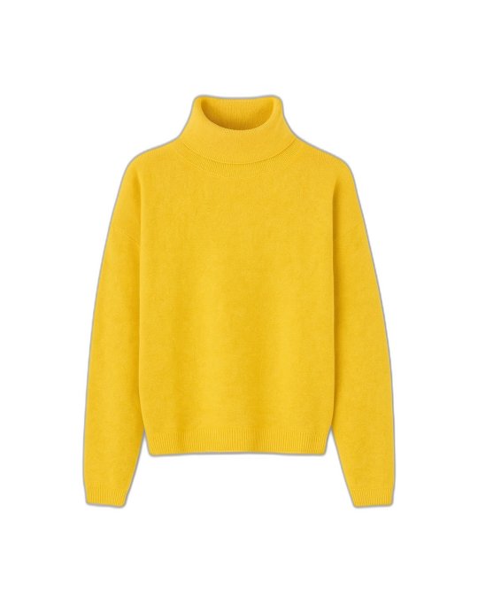 Maglione Dolcevita in Cashmere Giallo Mélange da Donna