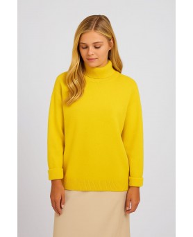 Maglione Dolcevita in Cashmere Giallo Mélange da Donna
