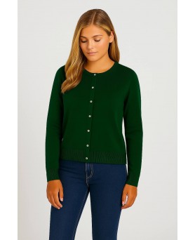 Cardigan in cashmere verde bottiglia per donna