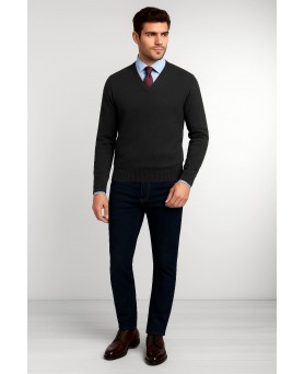 Anthracite V-neck cashmere sweater for men Anthracite V-neck cashmere sweater for men