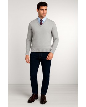 Cashmere V-neck sweaters Light grey grey Men
