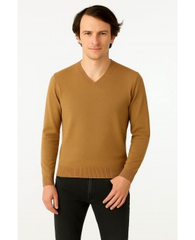 Maglia con scollo a V in Cashmere Savannah da Uomo
