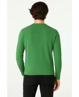 Pull col V en cachemire Vert campagne pour homme