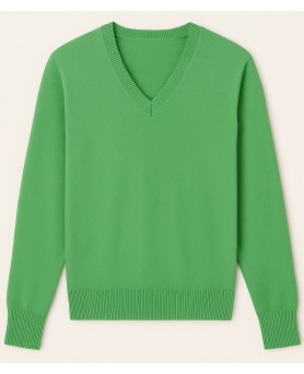 Pull col V en cachemire Vert campagne pour homme