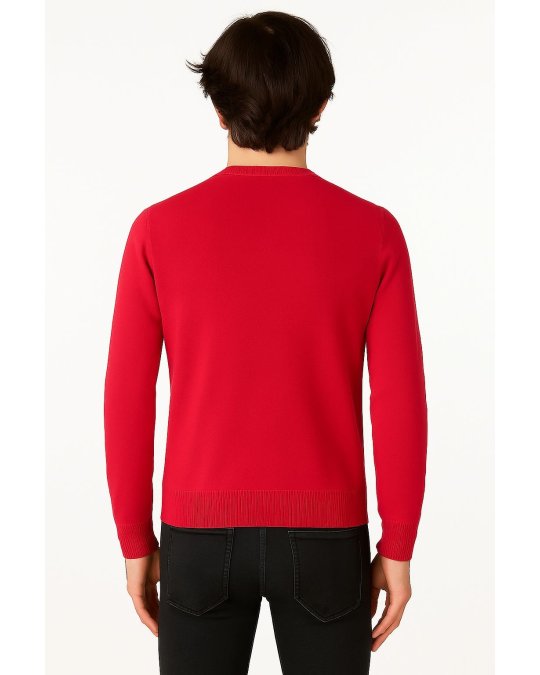 Herren Pullover aus Kaschmir mit Rundhalsausschnitt Fuchsie farbe