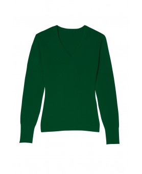 Kasjmiertrui met V-hals in flesgroen voor dames