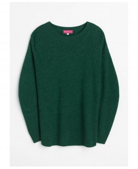 Pull en cachemire col bateau oversize vert bouteille