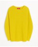 Oversized Boat Neck Cashmere Sweater in Yellow Heather