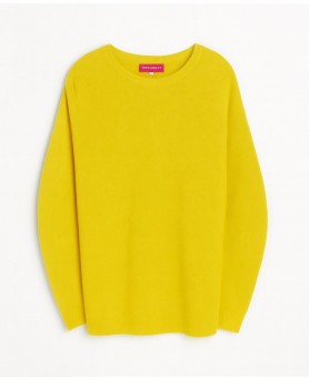 Pull en cachemire col bateau oversize Jaune chiné