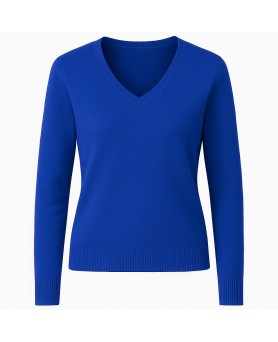 Maglione a V in cashmere Blu elettrico per donna