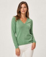 Kasjmier trui V-hals groen | Hermine de Pashmina